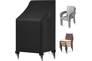 YBYHFAA Cover for Garden Chairs, 100% Waterproof 600D Oxford Protective Cover for Garden Chairs, Heavy Duty Tear-Resistant Cover for Stacking Chairs/Adirondack, Anti-UV (65 x 65 x 120/80 cm, Black)