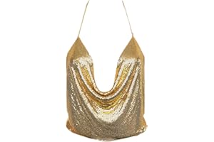 ZUMUII Top con escote en V para mujer de lentejuelas, sin mangas, de espalda abierta dorado dorado