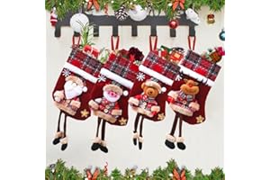 BNGXR Calze di Natale, 4 Pezzi Grandi Calze Natalizie da Appendere Calza Natale Personalizzata Camino Calza di Natale, Calze di Babbo Natale per Natale Albero, Giardino Decorazione