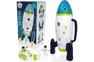Science Kidz Space Rocket Set - Space Toys For Children Age 3, 4, 5 Year Olds - 42cm Spaceship With Lights & Sounds, 2 Astronauts, Rover Car & Batteries Included - Rockets Toys For Kids
