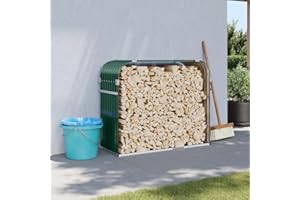 Vopese Green Galvanised Steel Firewood Rack, Log Holder, 120x45x100 cm, Outdoor & Indoor Use