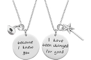 Melix Home Wicked The Musical Necklace Because I Knew You I Have Been Changed for Good Gifts for Sister BFF Gifts Necklace Set of 2