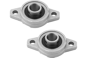 Othmro Lot de 2 Roulement à Coussin à Bride, KFL001, Diamètre d'alésage de 12 mm, en Acier et Serrure à Vis en Fonte, Auto-Alignant, pour le Montage sur des Surfaces Verticales à l'axe de l'arbre