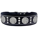 Bestia Echtleder Hundehalsband Mit Schraubspitzen – 6,3 Cm Breit, Gepolstert, Für Große Hunde