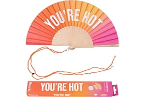 FISURA â€“ Handfächer aus Holz mit der Aufschrift You Are h*tâ€œ. Modernes, farbenfrohes Accessoire mit rosa-orangefarbenem Farbverlauf, tragbarer Ventilator mit Aufhänger. MaÃŸe: 42,5 x 23 cm