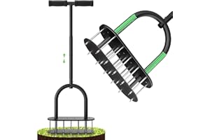 seasky Lawn Aerator Automatic Dirt and Leaf Clean Design,Pre-Assembled 15 Iron Spikes Metal,Soil Lawn Aerating Tools for Yard Lawn and Garden, lawn aerator spikes aerating tool