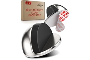 LouMaxx Dörrstopp Golv Självhäftande 2-pack - Rostfritt Stål-Look - Dörrbuffert Utan Borrning - Skydd för Väggar och Möbler
