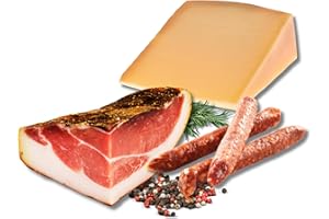 ‎BAVAREGOLA BAVAREGOLA Jausen Probierset - 3 Südtiroler Spezialitäten im Set - Südtiroler Speck, Käse & Kaminwurzen von Viktor Kofler/Lana - Genuss Geschenk für Männer & Frauen