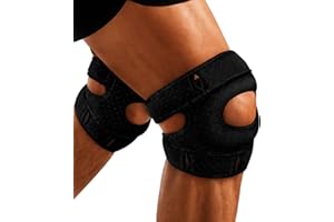 Cofvetia Stabilisierung Kniestütze Sport, Komprimierte Kniebandage mit Patella Gel Pads & Feder Seitenstabilisatoren, Kniebandage Verstellbare Knieorthesen (Schwarz)