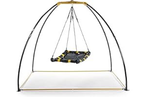 JumpKing UFO Swing Trampoline With Round/Rectangular Seat | Comfortable & Sturdy Kids Trampoline With 360° Range, EVA Foam Cushion, Great For Outdoor Fun & Relaxing, For Grass Or Hard Standing Areas