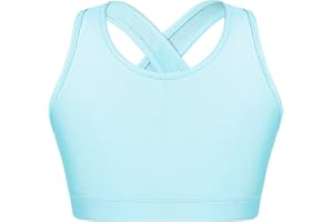 MSemis Teenager Mädchen Sport BH Bustier Crop Top Baumwolle Sport Bra mit Pads Trägertop Tank top Yoga Jogging Tanz Oberteil Gr.98-164