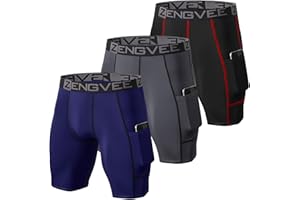 ZENGVEE Lot de 3 Shorts de Compression pour Hommes Short de Course à Pied Cool Dry avec Poches latérales pour la Course, l'entraînement, l'entraînement, la Gym