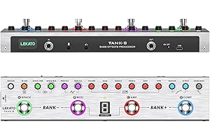 LEKATO Pedal Multi Efectos para Bajo con 36 Presets editables,Compresor,Space,MOD,Reverb,Carga IR,Grabación,Afinador,Batería incorporada,Conexión BT (Bajo)