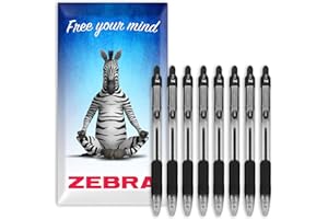 ZEBRA TECHNOLOGIES Zebra Pen Z-Grip Retractable Ballpoint Pens - 1.0mm Nib - Pack of 8 - In Envelope Gift Packaging - School, Writing, Work, Office (Black)