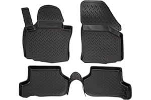 J&J AUTOMOTIVE | Tapis De Sol en Caoutchouc TPE Toutes Saisones pour Leon 2 2005-2012, Système de Fixation, Bord Haut, Noir, Antidérapant, Toutes Saisons