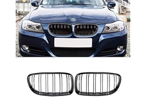 YIUBCZOQI E90 E91 Calandre pour BMW Serie 3 E90 E91 2009-2011 Noir brillant E91Grille Calandre ABS noir brillant
