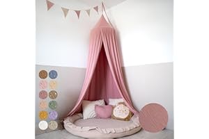 lilimaus Baldachim do pokoju dziecięcego ze złotą aplikacją, w 12 kolorach, baldachim ze 100% bawełny, muślinu, dla dziewcząt i chłopców, jako dekoracja do łóżeczka dziecięcego, przytulny kącik