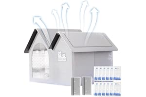 Maciun Cuccia refrigerante per cani, ventilata, 10 impacchi di ghiaccio inclusi, pieghevole, aria condizionata, con tetto inclinato, per cani e gatti, cortili, ponti, cortili, cortili,