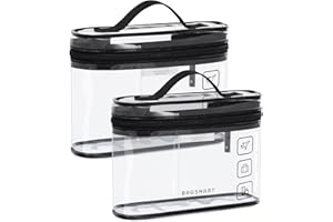 BAGSMART TSA-zugelassener Kulturbeutel, 2er-Pack Transparenter Make-up-Kosmetikbeutel-Organizer, Reisetasche in Quart-Größe für Toilettenartikel, Reisezubehör fürs Handgepäck, Schwarz, 2 Stück