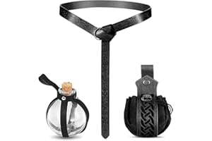 Sintege Halloween Nekromanten Anzug Mittelalter Accessoires Set 250 ml Zaubertrank Flasche mit Gürtelschlaufe Mittelalter Gürtel Mittelalter Gürteltasche für Wikinger Piraten Hexe Kostüm