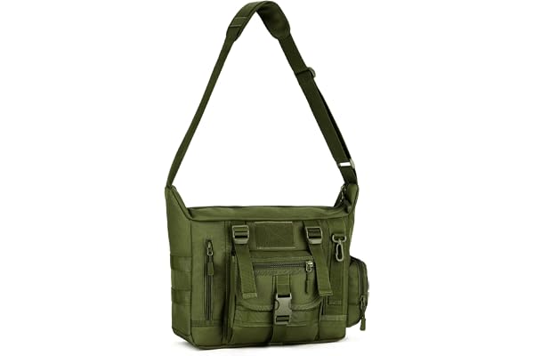 Huntvp Sac Bandoulière Tactique, Sacoche Homme Bandoulière Travail Militaire Sac d’Epaule pour Ordinateur Portable 14, 15.6 Pouces Travail, Randonnée, Camping, Voyage, Escalade, Trekking