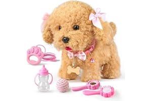 Stimmungs Interaktives Haustier Hund mit Funktion für Kinder,Hund mit Leine der Läuft und Bellt Spielzeug mit Gehen,Bellen,Schwanzwedeln,Elektronisches HaustierHund für Kleinkinder Mädchen Junge