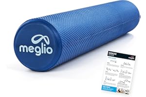 Meglio Foam Roller - 90 cm - for Fitness and Muscle Massage - Deep Tissue Trigger-Point Therapy - Relieves Tension, Aches, & Pains in Back & Body - Yoga - Pilates - Stretching & Home Workouts