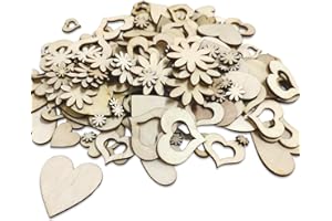 TAFACE 500 decorazioni a forma di cuore, 50 trucioli di legno, decorazione per legno, artigianato fatto a mano, adatto per Natale, matrimonio, compleanno
