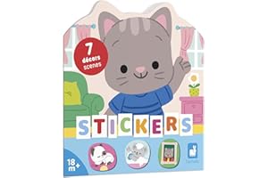 Janod Cuaderno 18 Meses-Tema La Casa-12 Decorar-8 Páginas de Pegatinas Reposicionables-Ocio Creativo para niños-Motricidad Fina y concentración (JURATOYS J09197)