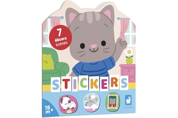 Janod - Cahier de Stickers Dès 18 Mois - Thème La Maison - 12 Pages à Décorer - 8 Pages de Gommettes - Loisir Créatif Enfant - Apprentissage Motricité Fine & Concentration