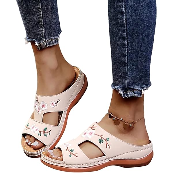 Infradito Con Fiore Sandali Donna Con Zeppa E Fiori Ciabatte