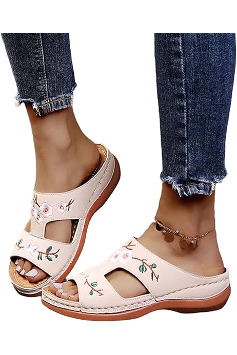 Sandali Ortopedici Donna Con Zeppa Bassa - Ciabatte Estive Comode, Antiscivolo, Supporto Arco Plantare - Foto 5