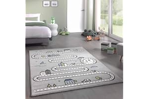 CARPETIA Dywan do pokoju dziecięcego, dywan uliczny szary, rozmiar 120 cm, okrągły