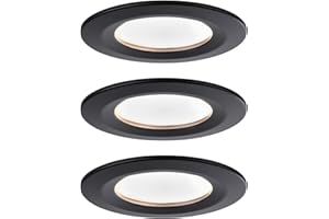 Paulmann 94473 Lampada da incasso Nova LED Coin set da 3 tonda fissa 3x6,5W bianco caldo nero opaco spot alluminio 2700K 19.5 W, 3 pezzi, 3 Unità