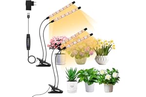 ANPSSSEN Confezione da 2 luci per piante a forma di V, luce di crescita per piante da interno, lampada di crescita a spettro completo con clip, timer automatico di accensione/spegnimento 3/9/12 ore