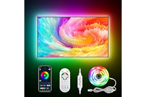 Daymeet TV Led Lights, 4M TV Led Backlight for Lights USB Powered RGBIC Light Strip for 55-75 inch Monitor Behind Lighting with Remote Music Sync Bluetooth APP Control