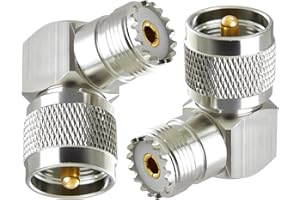 ACONRFTOL 2PCS UHF Male to UHF Female Right Angle Adapter UHF PL259 to SO239 90 Degree Antenna Connector UHF CB Radio Adapter Elbow SO-239 PL-259 for CB Amateur Radio Antenna Coaxial Cable