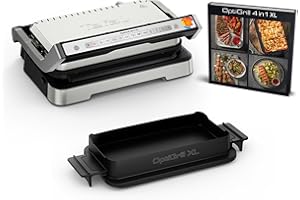 Tefal Optigrill 4 en 1 XL, Grill intelligent, Fonctions bbq, four et repas complet, 9 programmes, Mode manuel, Ouverture 180°, XL 8 personnes, GC784D10