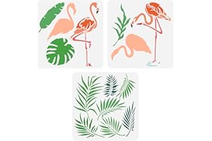 FINGERINSPIRE 3 plantillas de flamenco de 30x30cm plantillas de flamenco y hojas plantillas con patrón de flamenco reutilizables para pintar en madera, suelo, pared, decoración del hogar