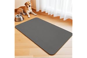 DOLIC Dog Bowl Mat Dog Food Large Cat Mats for Food Water Bowls Feeding Mats Non Slip Waterproof Cat Mat No Stains Quick Dry Eating Mat (Dark Grey, 40 x 60 cm)
