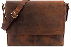 LEABAGS Messenger Bag, Acapulco Echtleder Aktentasche Herren & Damen, Leder Laptoptasche bis 15 Zoll, Umhängetasche mit Schultergurt 39 x 30 x 11 cm
