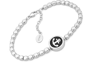 SAGA GIOIELLI® Bracciale Uomo in Acciaio Inossidabile con Ancora – Stile Nautico, Regolabile, Elegante e Resistente Confezione Regalo