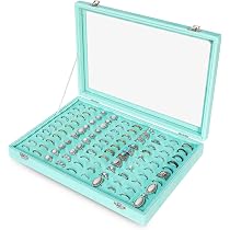 Plateau Rangement Colliers Frebeauty - 15 Crochets Velours, Couvercle Transparent Verrouillable - Organisateur Bijoux Noir