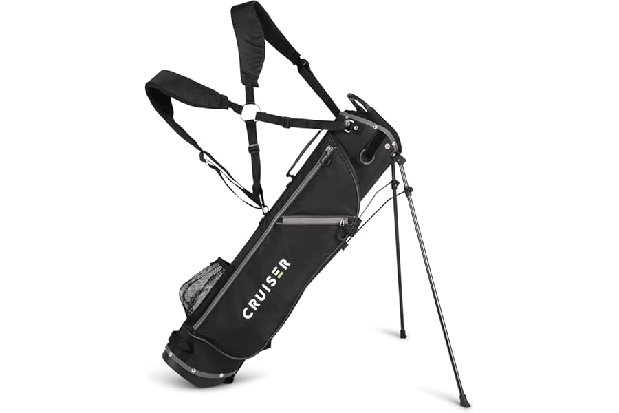 Cruiser Golf CR-Lite 7" Golf Stand Bag | Lightweight, Slim Standbag with Padded Double Shoulder Straps | 4-Way Divider | 4 Pockets, Grab Handle, Rain Hood - Fits up to 10 Clubs