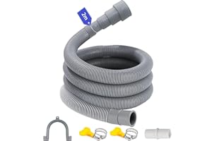 LUKIUP Ablaufschlauch Verlängerung, 1/1.5/2/2.5/3/4/5/6M Passend für 4 Schnittstellengrößen, Ablaufschlauch Waschmaschine mit Bügel Verbinderl und Schlauchschellen(2M)