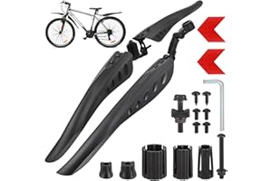 Hejo Bike Mudguards Set, Universal Mudguards for 24-29 inch Bikes with 2 Red Arrow Reflective Stickers, Adjustable Bicycle Front and Rear Mud Guard for most of Popular Bicycles
