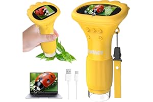 OUTACT Microscopio Digitale Bambini,Microscopio Portatile con 8 LED Regolabili,50-1000X,4 Livelli di Regolazione,con Funzione Foto Video,Giocattoli Educativi STEM da Regalo Educativo per 4-12 Anni
