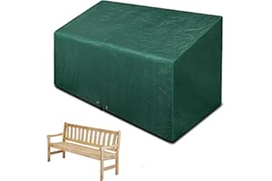 Funshot Garden Bench Covers Waterproof, Outdoor Patio Bench Cover 2 Seater, Garden seat Cover, Bench Covers with Drawstring, Anti-UV Wind Waterproof (Green-pe, 163 x 66 x 63/89cm)