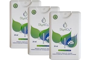 Sterilox 3×20 ml – Spray hygiénique à base d'acide hypochloreux (HOCl), sans alcool, pour nettoyage des mains et accessoires, pack mini pour la maison et les voyages