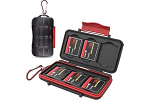Kiorafoto Boite Rangement Carte Compact Flash, Professionnel Imperméable aux Chocs pour 6 Cartes CF, Etui Carte Compact Flash avec Crochet et Boucle, Petit et Portable